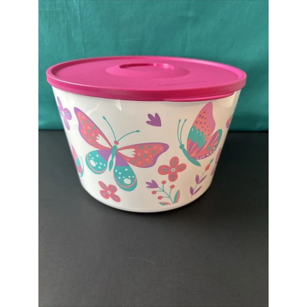 Tupperware Ilumina Butterfly Bowl 28 Cup /6.6L Butterflies Flowers click